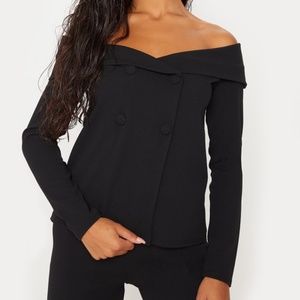 Black Off Shoulder Blazer